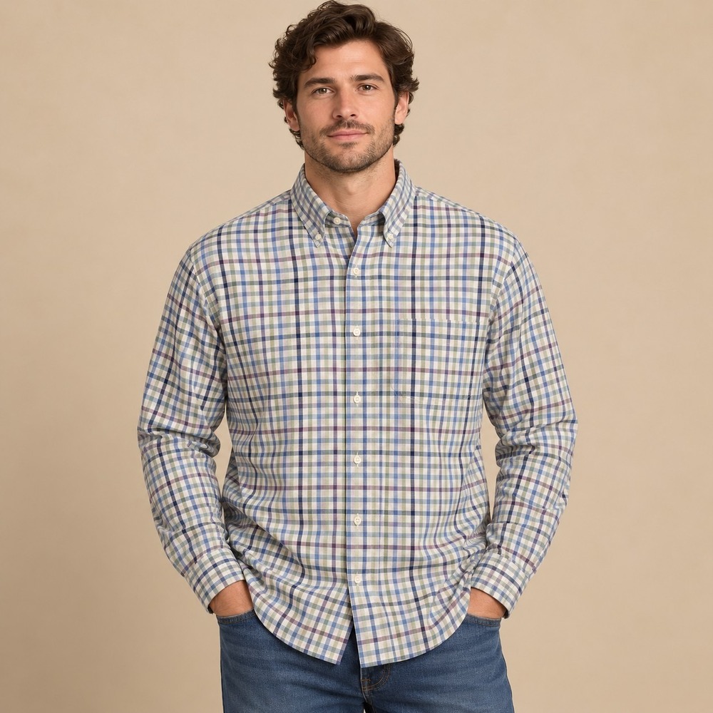 Brooks Brothers Regent Blue Checked Shirt Men's XL Preppy Dadcore Quiet Luxury